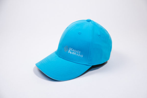 Blue cap with Beanie On Brains logo